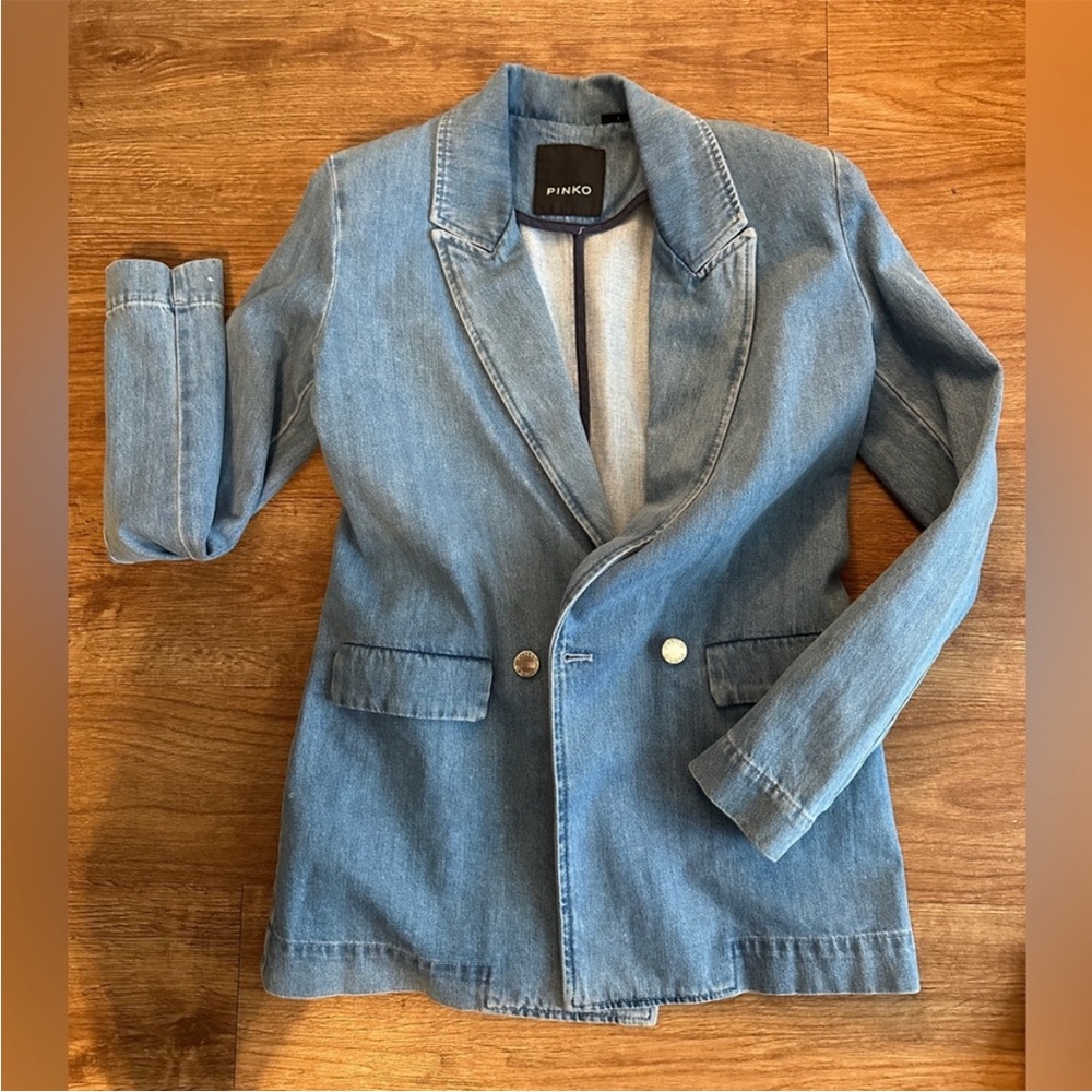 Rare Pinko Light Blue Denim Blazer small - Picture 1 of 10